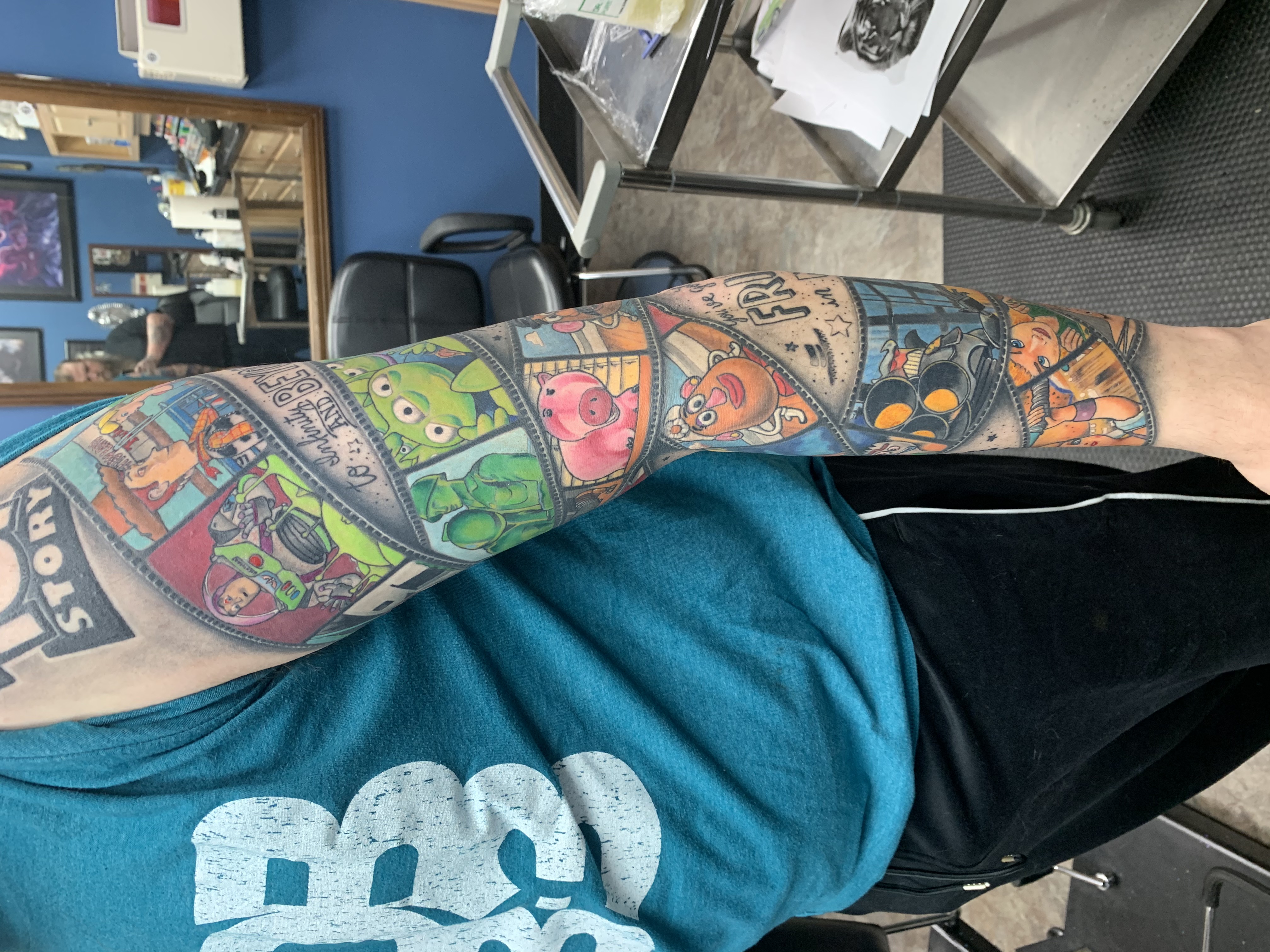 Fantasy Thigh Toy Story Tattoo by Vince Villalvazo